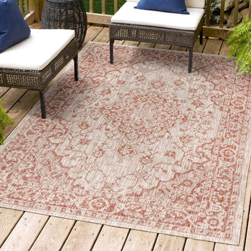 Rozetta Boho Medallion Textured Weave Indoor/outdoor Area Rug